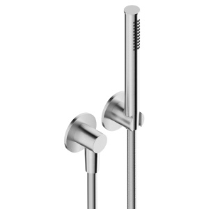 Set doccia Doccetta anticalcare con flessibile l. 150cm Presa acqua con supporto doccia Rosone Ø65mm in acciaio inox 316L T84055S