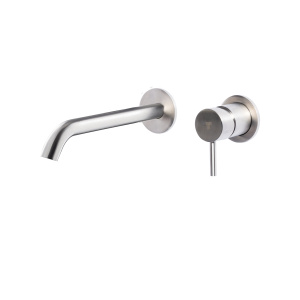 Miscelatore a parete in acciaio inox satinato