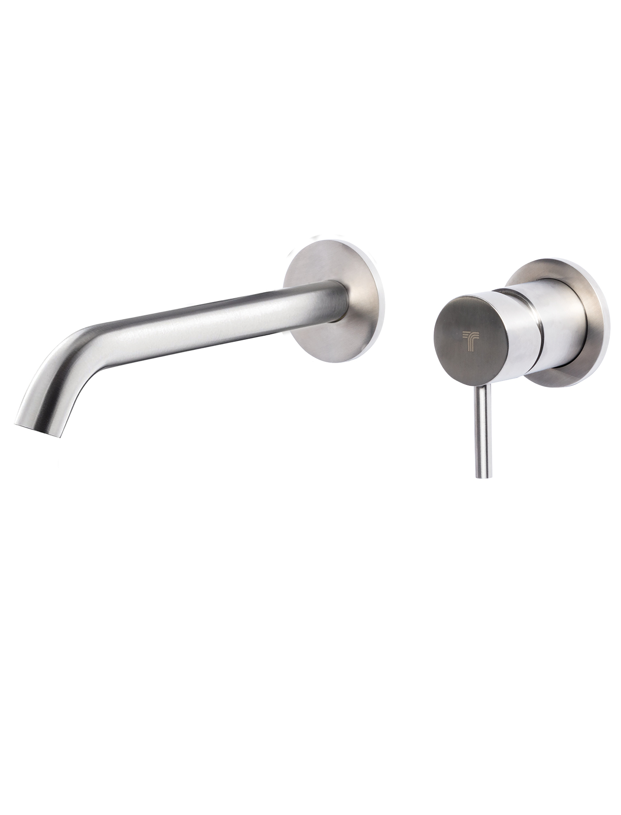 Miscelatore a parete in acciaio inox satinato