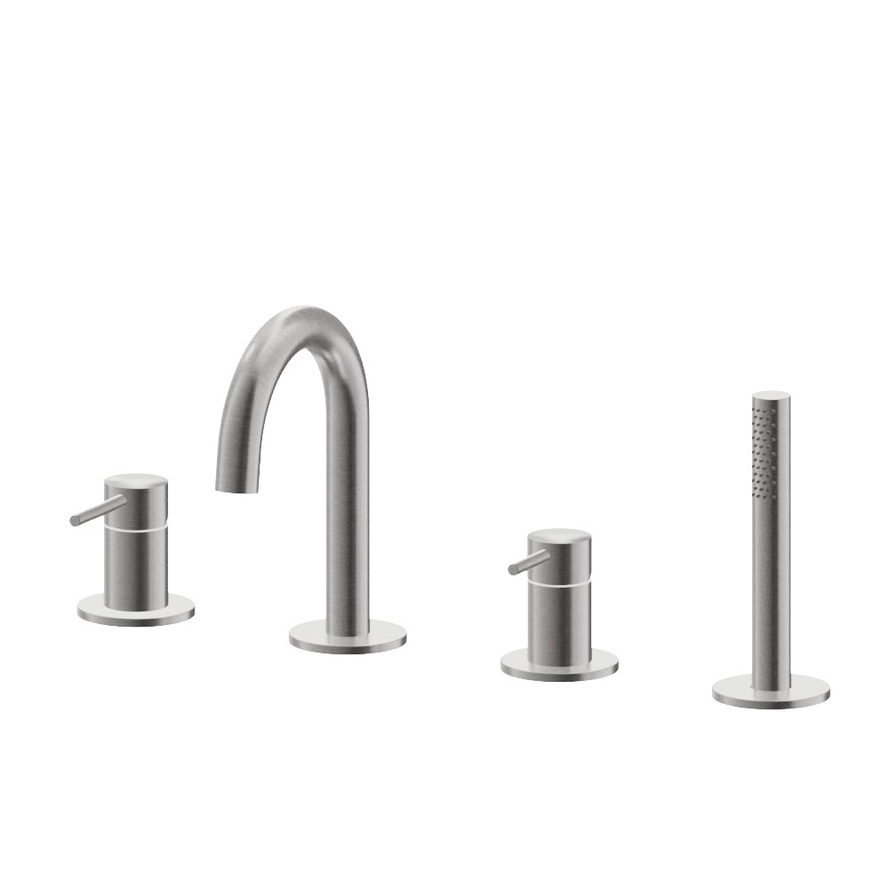 Gruppo bordo vasca completo in acciaio inox satinato