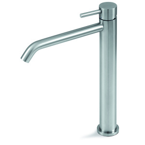 Miscelatore alto per lavabo diametro 35mm senza scarico in acciaio inox satinato